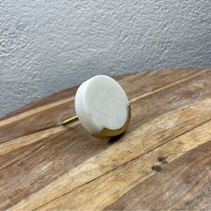 Anthropologie l Mabel Modern White Marble Brass Round Cabinet Drawer Pull Knob